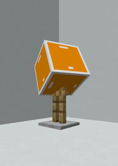 Rotated physics cube on an armour stand head in Minecraft
